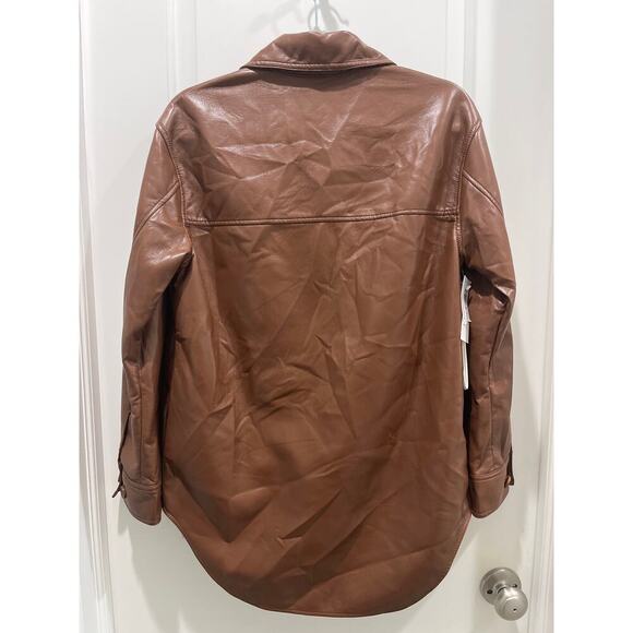 NWT Wilfred Aritzia Cognac The Ganna™ Shirt Jacket Vegan Leather Sz XS - Picture 8 of 9